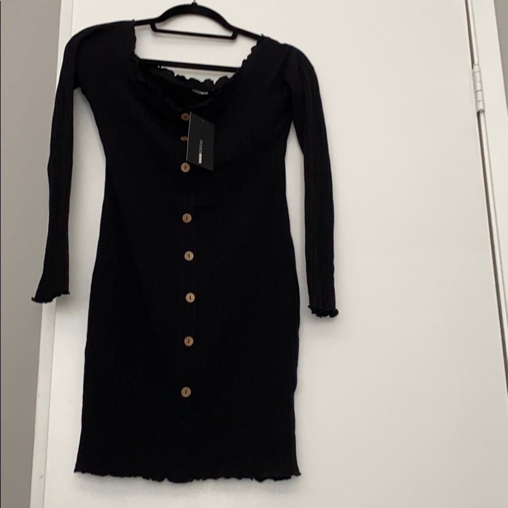 Jacklyn Off Shoulder Mini Dress Fashion Nova Black